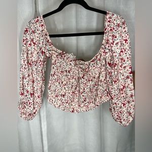Off shoulder smocked blouse